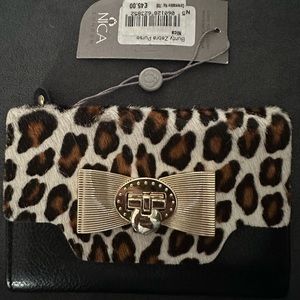 NWT leopard and black leather nica London wallet